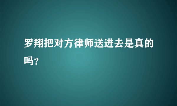 罗翔把对方律师送进去是真的吗？