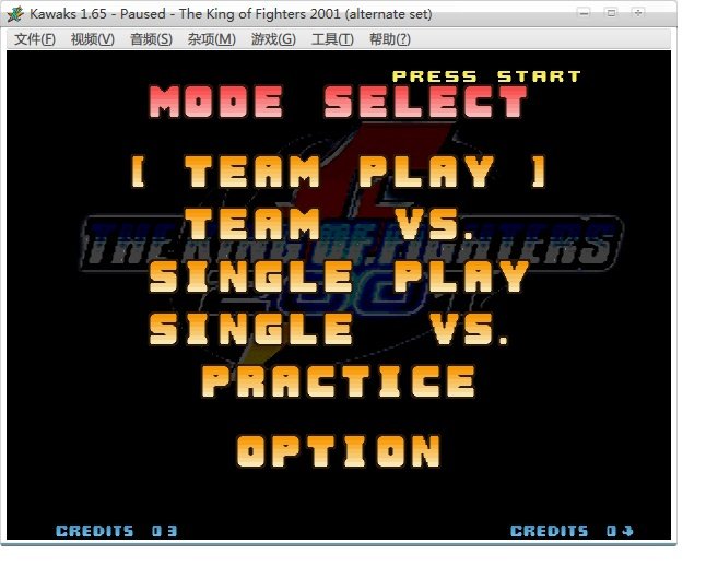 玩MAME拳皇2001 出现菜单乱码 蓝色小英文字体 怎么解决 ？ 有没有正常菜单显示的roms 玩的是kof2001.zip