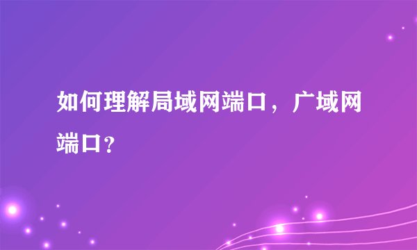 如何理解局域网端口，广域网端口？