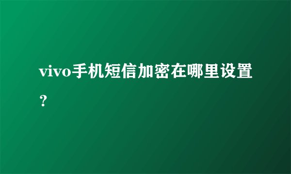 vivo手机短信加密在哪里设置？
