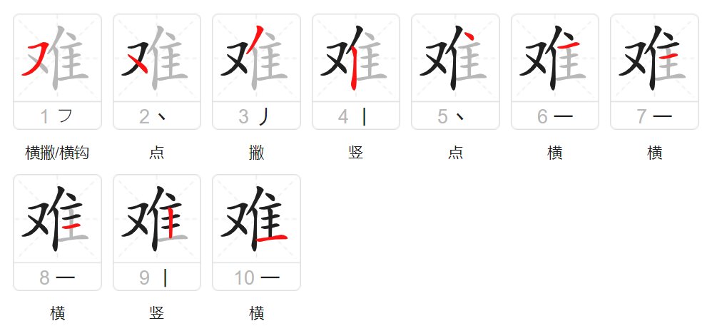 难的笔顺怎么写