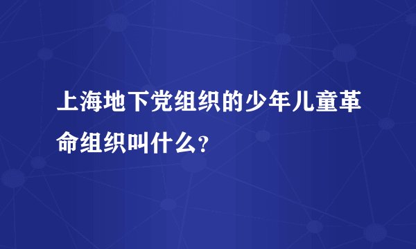 上海地下党组织的少年儿童革命组织叫什么？