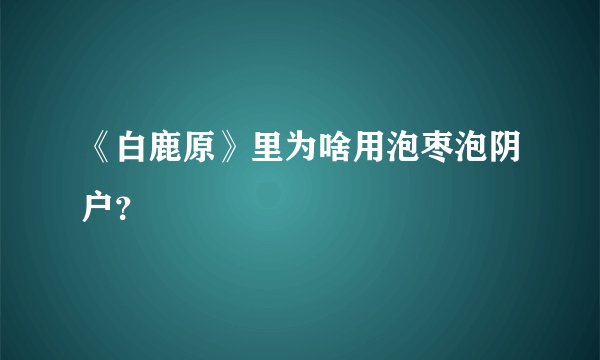 《白鹿原》里为啥用泡枣泡阴户？