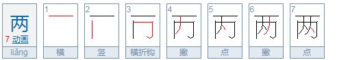 两的笔顺笔画顺序