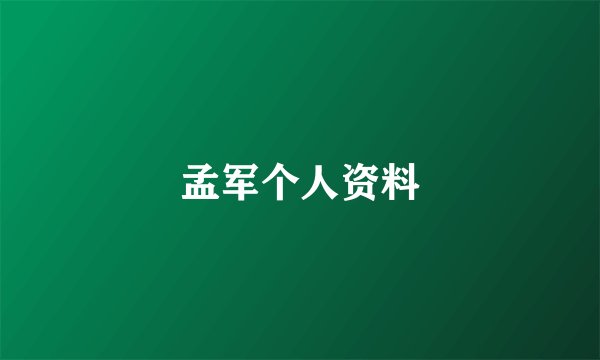 孟军个人资料