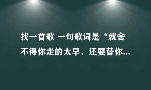 找一首歌 一句歌词是“就舍不得你走的太早，还要替你买张车票`````”