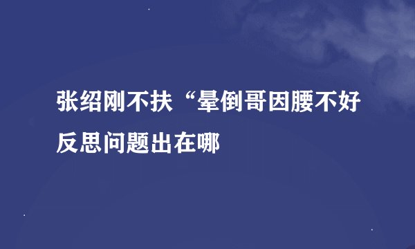 张绍刚不扶“晕倒哥因腰不好反思问题出在哪