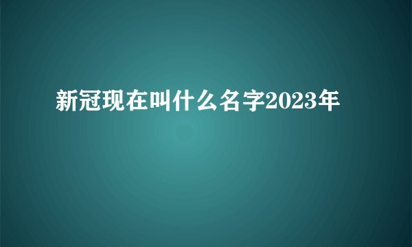 新冠现在叫什么名字2023年