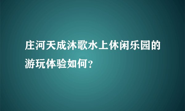 庄河天成沐歌水上休闲乐园的游玩体验如何?