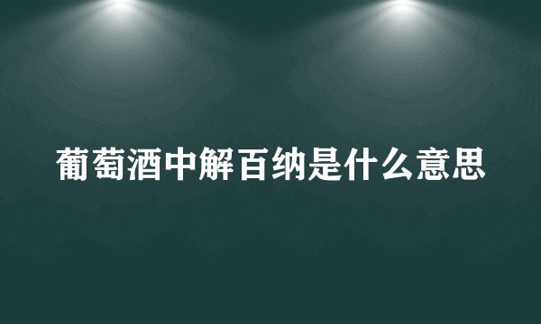 葡萄酒中解百纳是什么意思