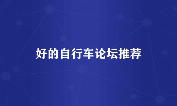 好的自行车论坛推荐