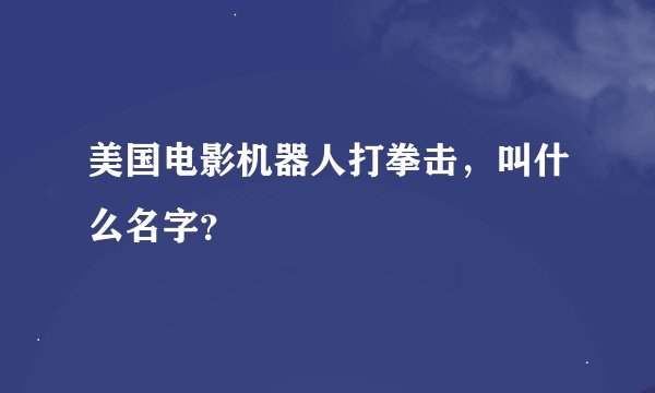美国电影机器人打拳击，叫什么名字？