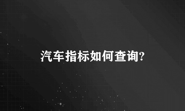 汽车指标如何查询?