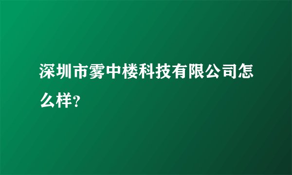 深圳市雾中楼科技有限公司怎么样？