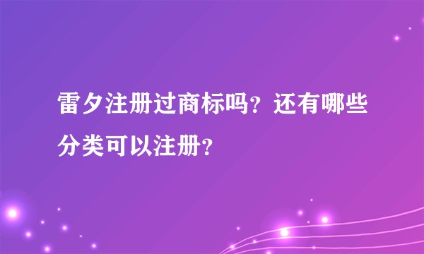 雷夕注册过商标吗？还有哪些分类可以注册？