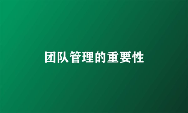 团队管理的重要性