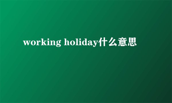 working holiday什么意思