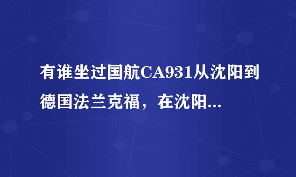 有谁坐过国航CA931从沈阳到德国法兰克福，在沈阳机场如何办手续？
