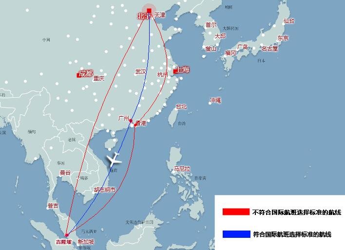 从马来西亚吉隆坡飞往北京，其飞行方向大致是？