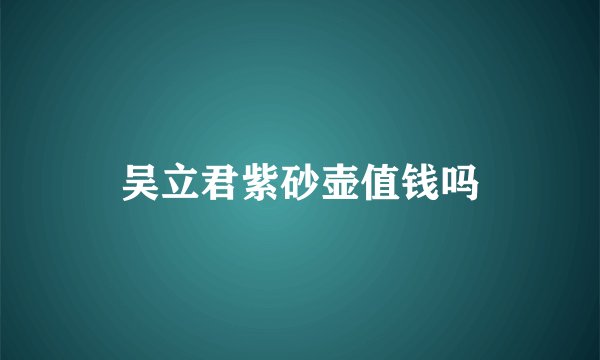 吴立君紫砂壶值钱吗