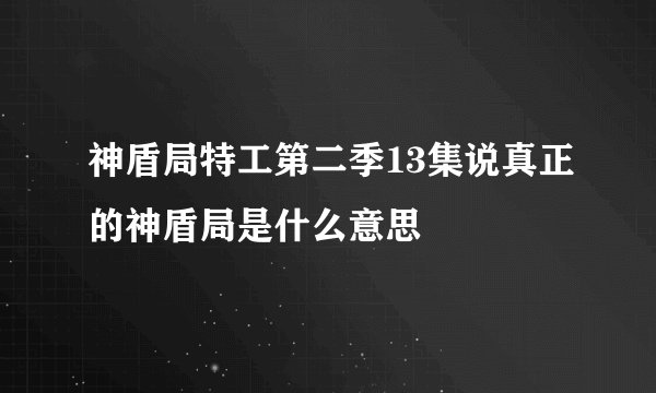 神盾局特工第二季13集说真正的神盾局是什么意思