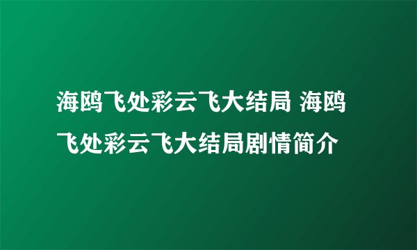 海鸥飞处彩云飞大结局 海鸥飞处彩云飞大结局剧情简介