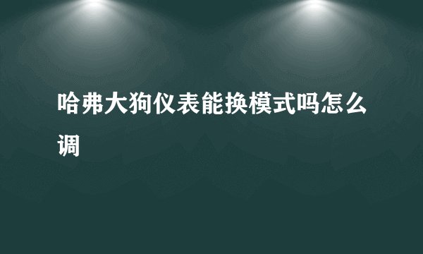 哈弗大狗仪表能换模式吗怎么调