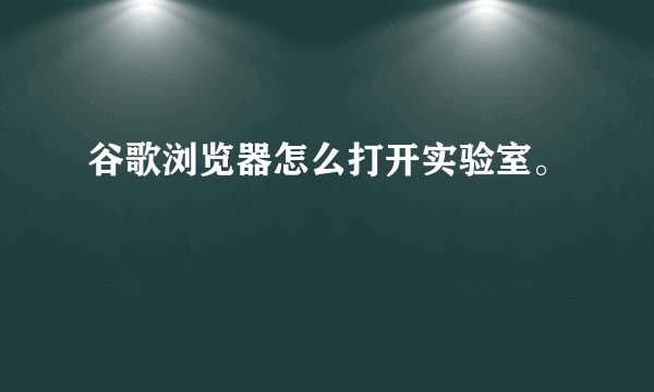 谷歌浏览器怎么打开实验室。