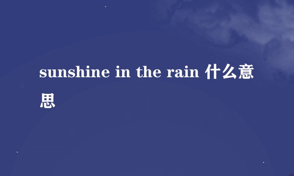 sunshine in the rain 什么意思