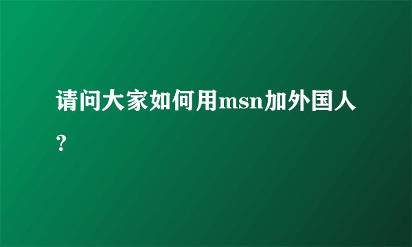 请问大家如何用msn加外国人？