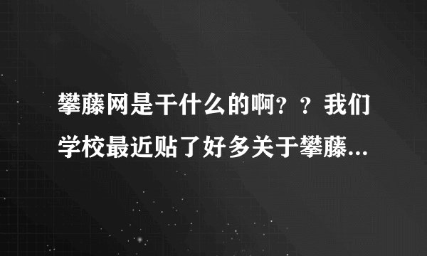 攀藤网是干什么的啊？？我们学校最近贴了好多关于攀藤网的海报，求好心人解答