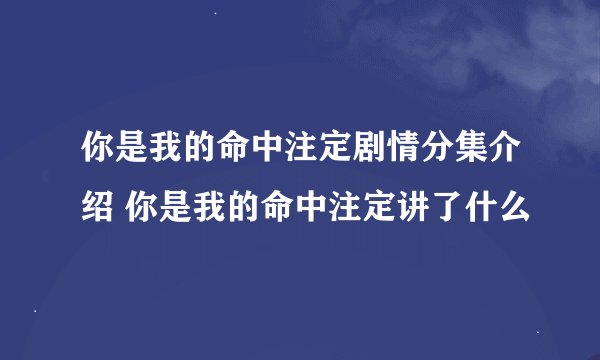 你是我的命中注定剧情分集介绍 你是我的命中注定讲了什么
