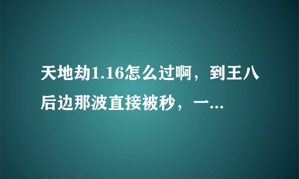 天地劫1.16怎么过啊，到王八后边那波直接被秒，一共多少波怪？怎么才算通关？