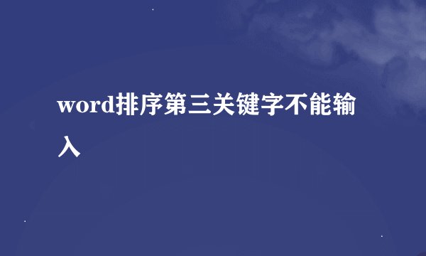 word排序第三关键字不能输入