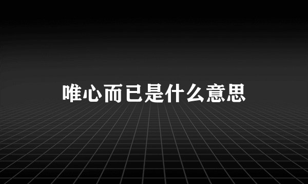 唯心而已是什么意思