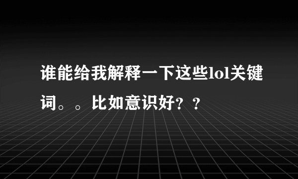 谁能给我解释一下这些lol关键词。。比如意识好？？