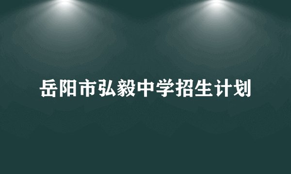 岳阳市弘毅中学招生计划