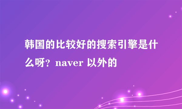 韩国的比较好的搜索引擎是什么呀？naver 以外的