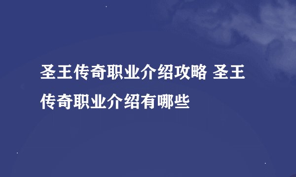 圣王传奇职业介绍攻略 圣王传奇职业介绍有哪些