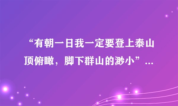 “有朝一日我一定要登上泰山顶俯瞰，脚下群山的渺小”是哪两句诗？