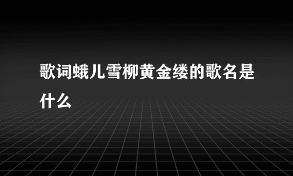 歌词蛾儿雪柳黄金缕的歌名是什么