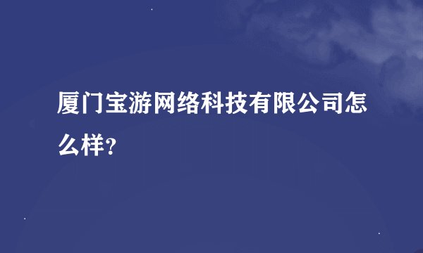 厦门宝游网络科技有限公司怎么样？