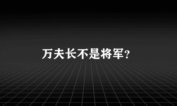 万夫长不是将军？