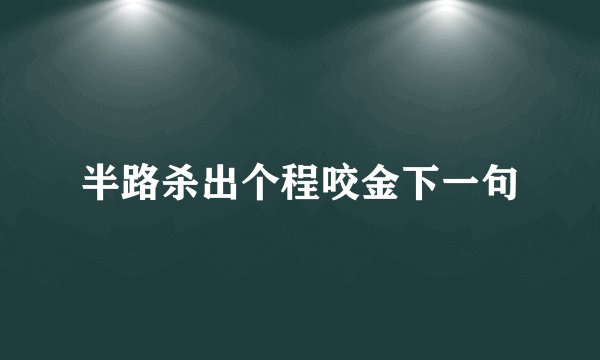 半路杀出个程咬金下一句