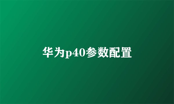 华为p40参数配置