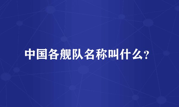 中国各舰队名称叫什么？