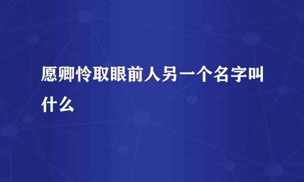 愿卿怜取眼前人另一个名字叫什么