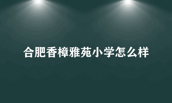 合肥香樟雅苑小学怎么样