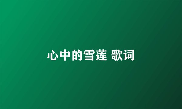 心中的雪莲 歌词