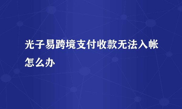 光子易跨境支付收款无法入帐怎么办